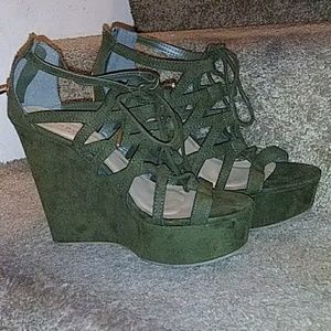 Olive green wedges